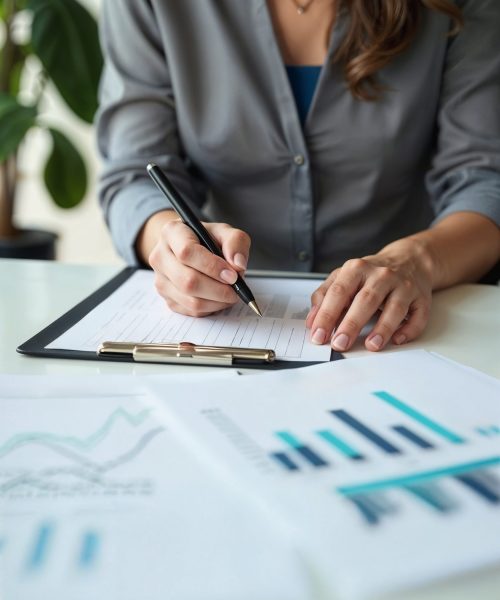 businesswoman-reviewing-financial-reports