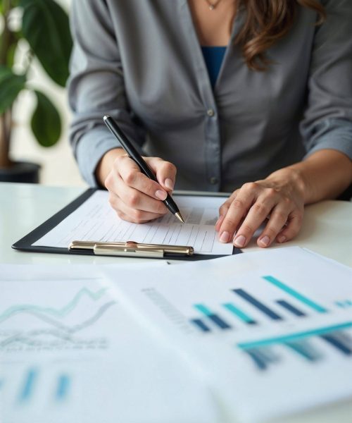 businesswoman-reviewing-financial-reports